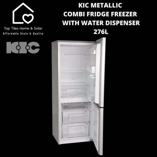 KIC Metallic Combi Fridge Freezer With Water Dispenser- 276L