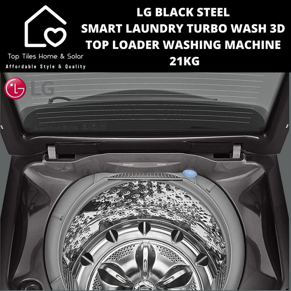 LG Black Steel Smart Laundry Turbo Wash 3D Top Loader Washing Machine - 21kg