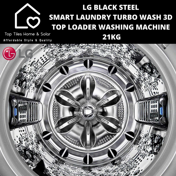 LG Black Steel Smart Laundry Turbo Wash 3D Top Loader Washing Machine - 21kg