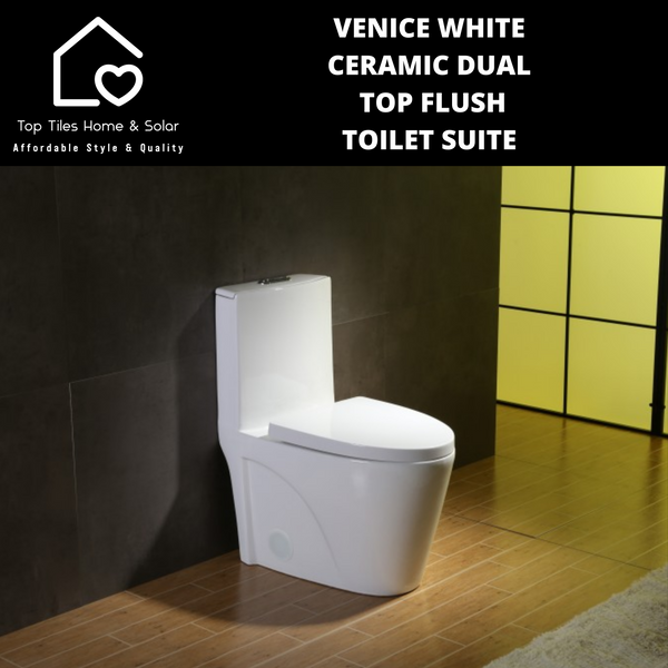 Venice White Ceramic Dual Top Flush Toilet Suite