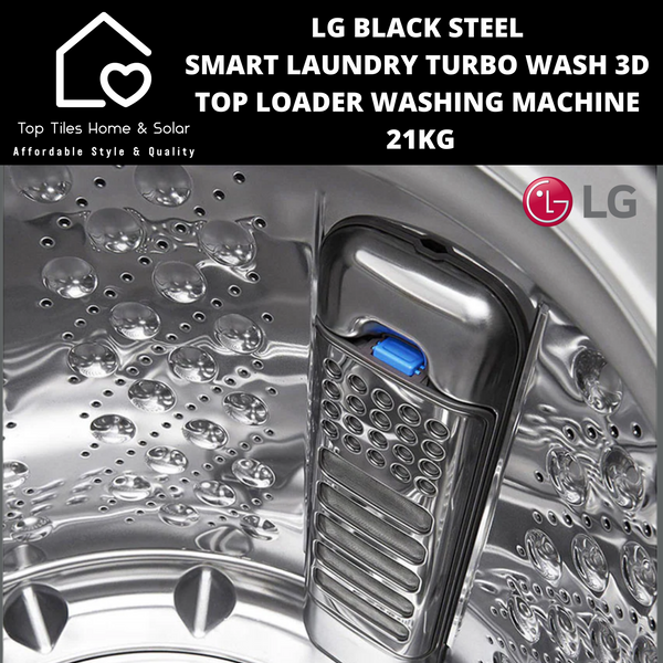 LG Black Steel Smart Laundry Turbo Wash 3D Top Loader Washing Machine - 21kg