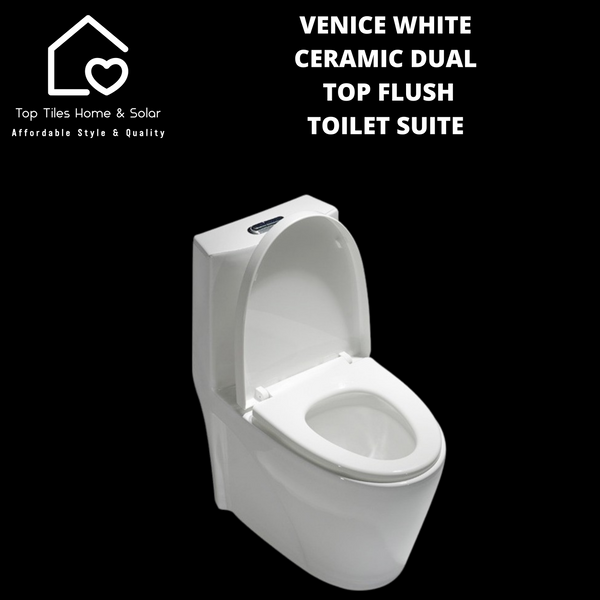 Venice White Ceramic Dual Top Flush Toilet Suite