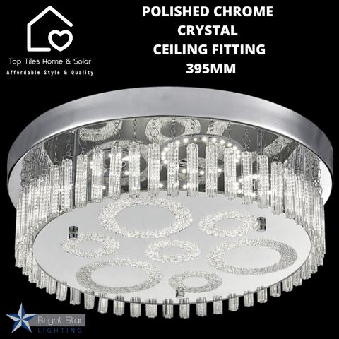 Polished Chrome Crystal Ceiling Fitting  - 395mm