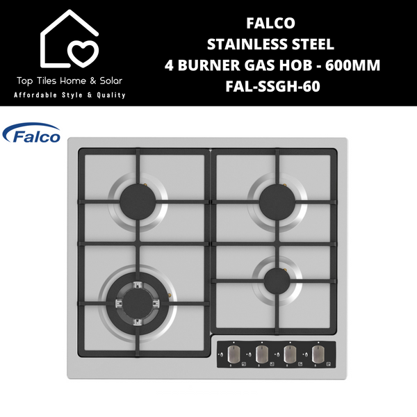 Falco Stainless Steel 4 Burner Gas Hob - 600mm FAL-SSGH-60