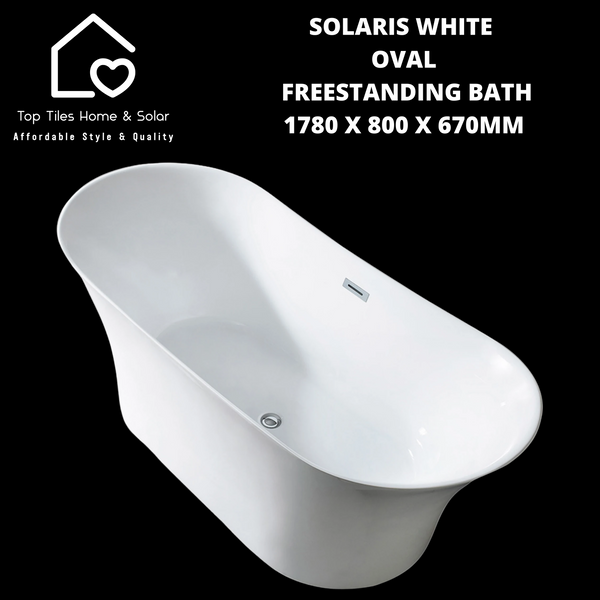 Solaris White Oval Freestanding Bath - 1780 x 800 x 670mm