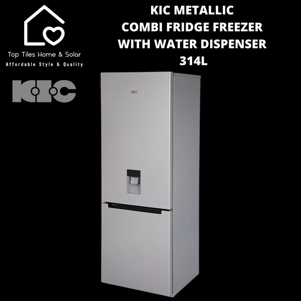 KIC Metallic Combi Fridge Freezer with Water Dispenser - 314L