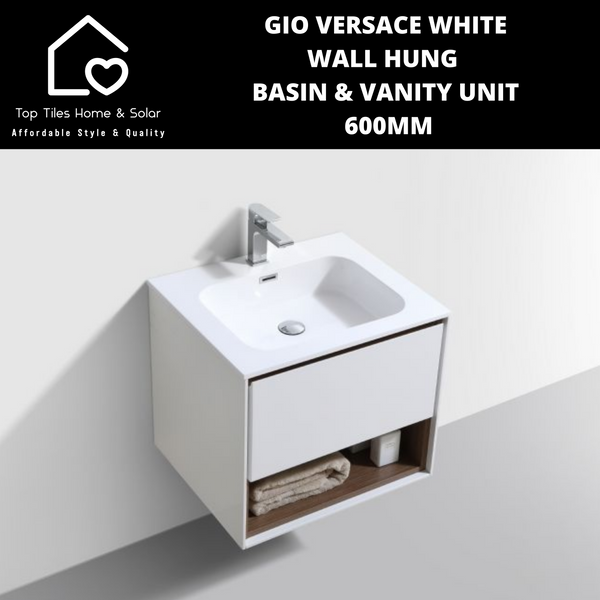 Gio Versace White Wall Hung Basin & Vanity Unit -  600mm