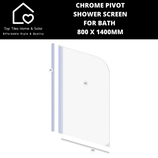 Chrome Pivot Shower Screen For Bath - 800 x 1400mm