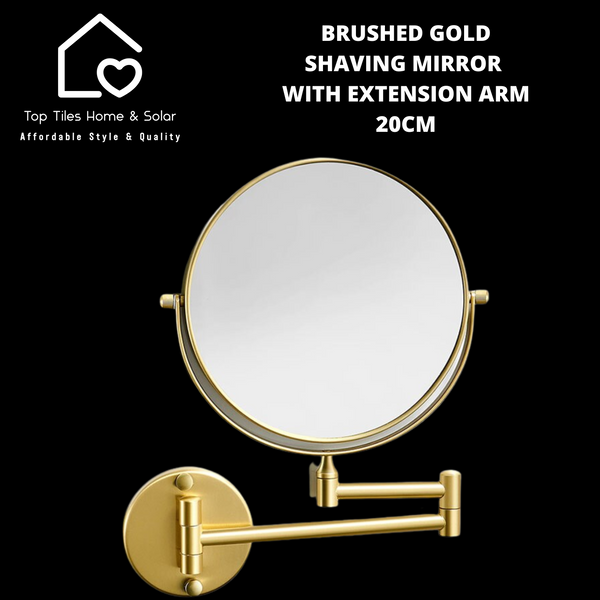 Brushed Gold Shaving Mirror with Extension Arm - 20cm