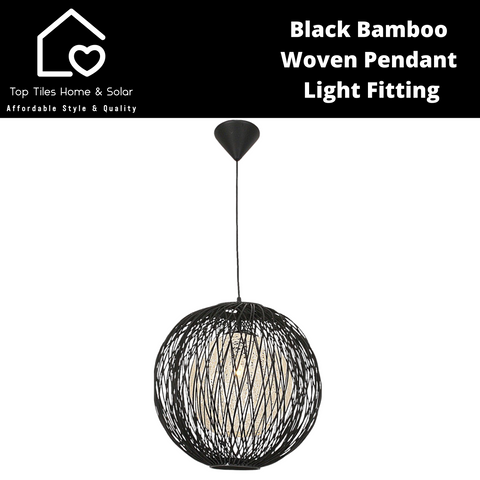 Black Bamboo Weave Pendant Light Fitting