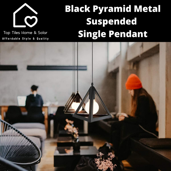 Black Pyramid Metal Suspended Single Pendant