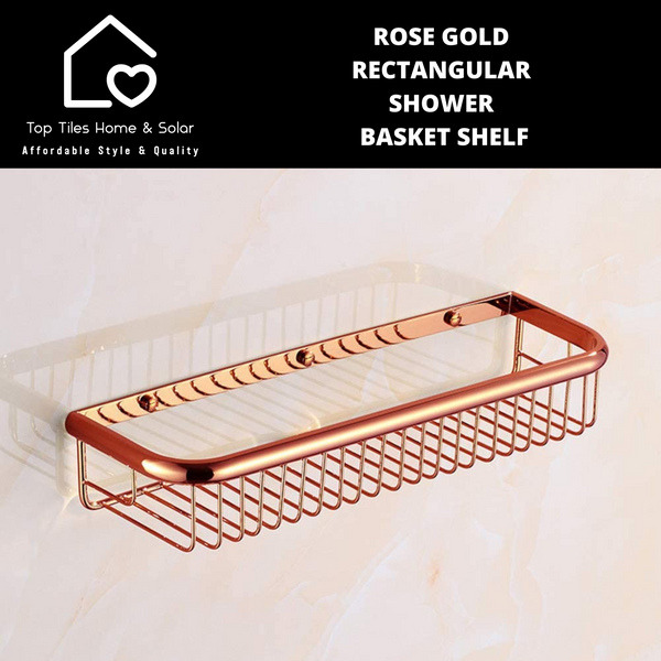 Rose Gold Rectangular Shower Basket Shelf