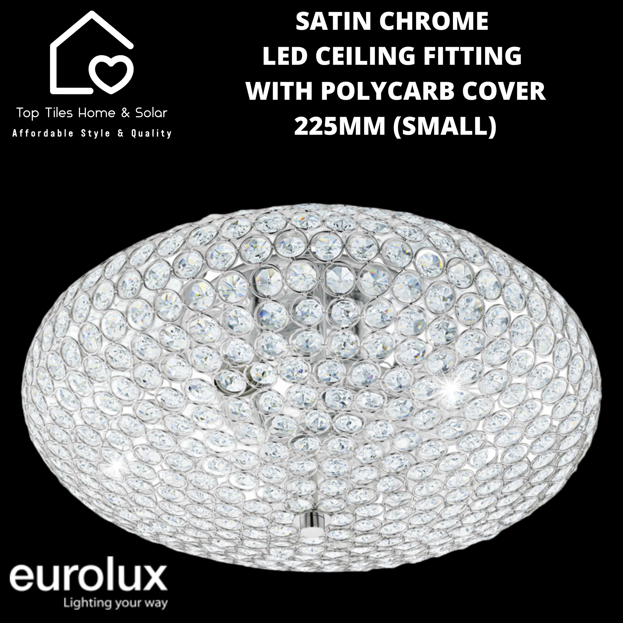 Clemente Crystals Chrome Ceiling Fitting  - 450mm (Large)