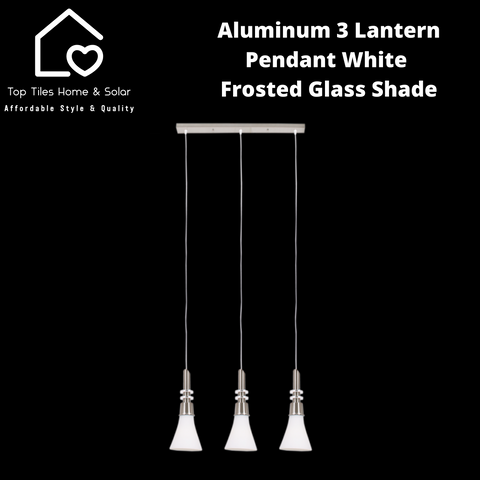 Aluminum 3 Lantern Pendant White Frosted Glass Shade