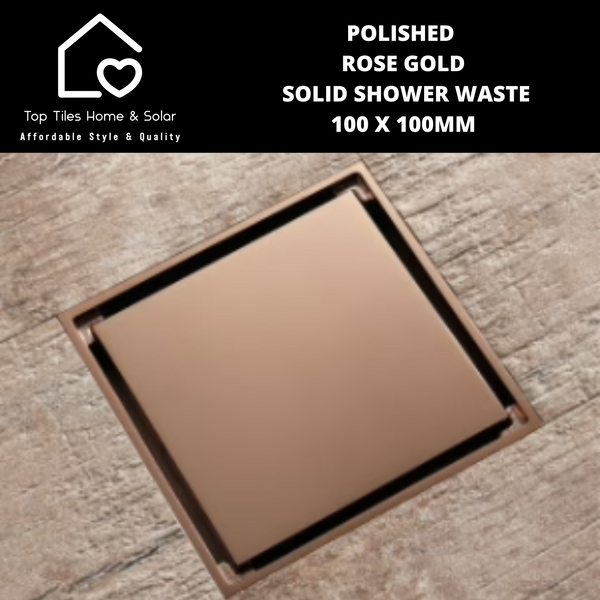 Polished Rose Gold Solid Shower Waste - 100 x 100mm