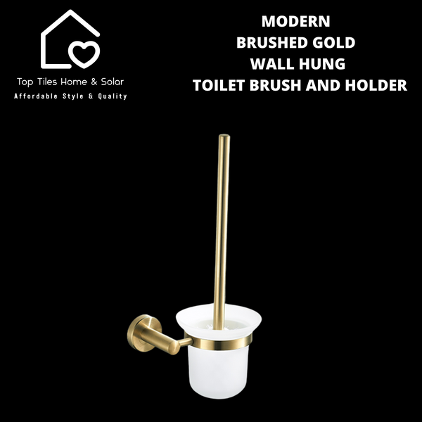 Modern Brushed Gold Wall Hung Toilet Brush and Holder