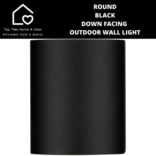 Round Black Down Facing Outdoor Wall Light