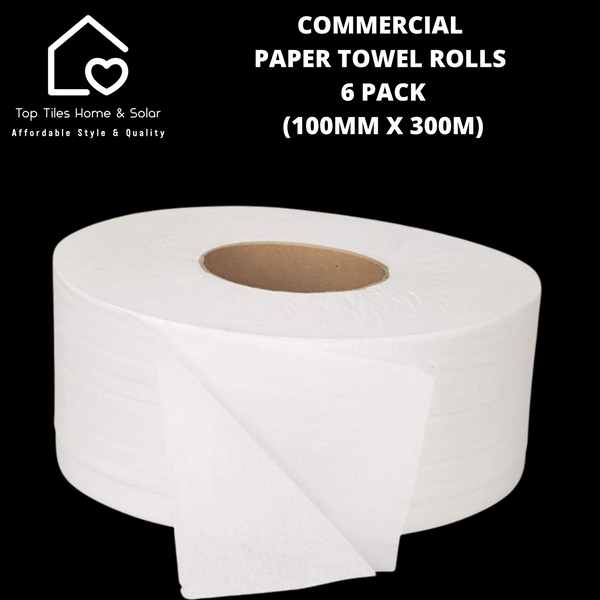 Commercial Paper Towel Rolls 6 Pack - (100mm x 300m)