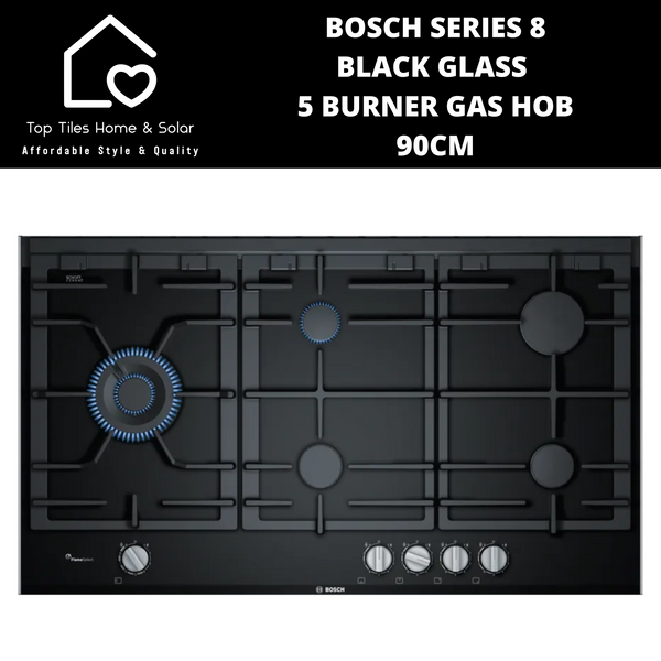 Bosch Series 8 - Black Glass 5 Burner Gas Hob - 90cm