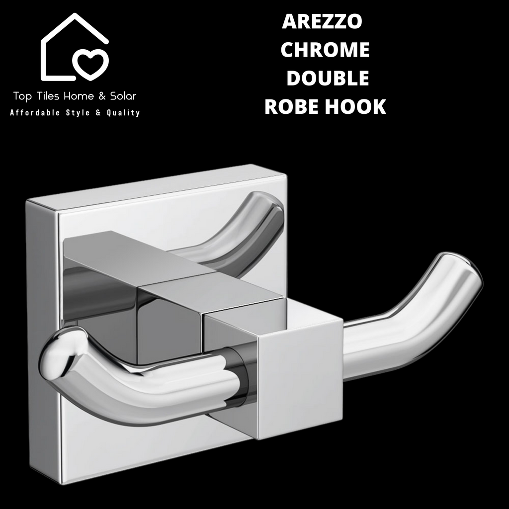 Arezzo Square Chrome Double Robe Hook – Top Tiles Home & Solar