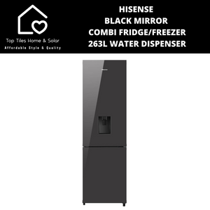 Hisense Black Mirror Combi Fridge/Freezer - 263L Water Dispenser