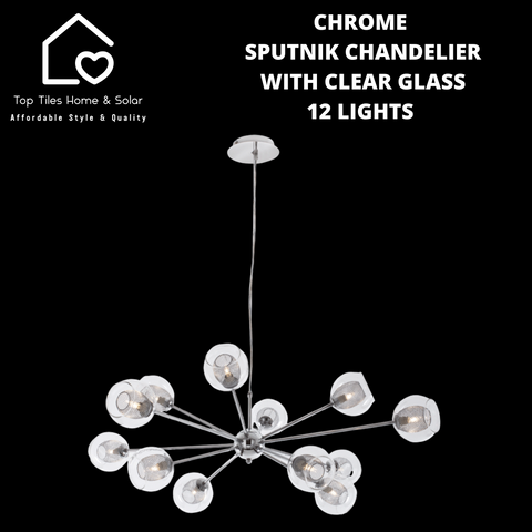 Chrome Sputnik Chandelier With Clear Glass - 12 Lights