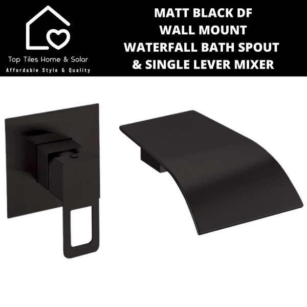 Matt Black DF Wall Mount Waterfall Bath Spout & Single Lever Mixer