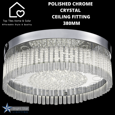 Polished Chrome Crystal Ceiling Fitting  - 380mm