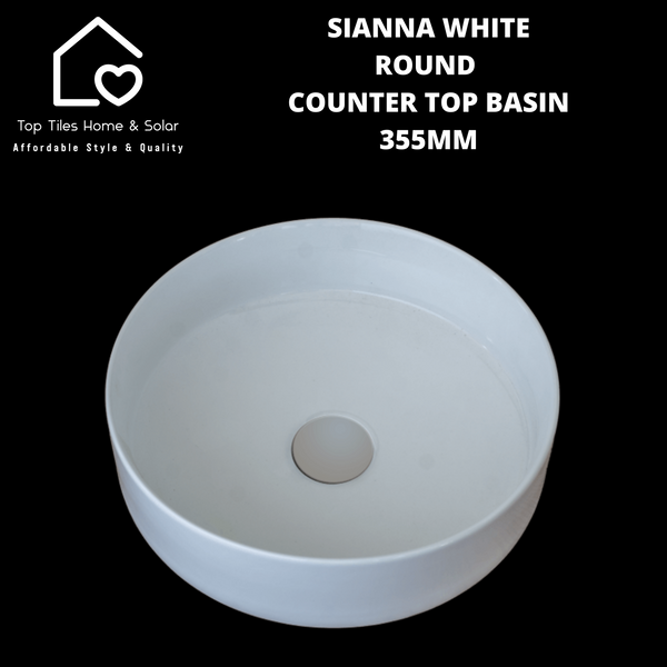 Sianna White Round Counter Top Basin 355mm