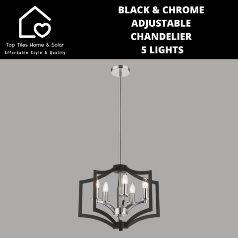 Black & Chrome Adjustable Chandelier - 5 Lights