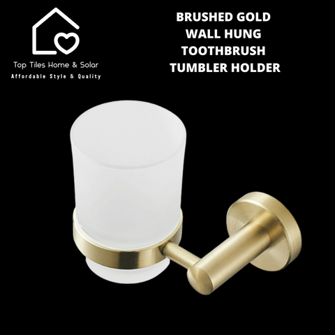 Brushed Gold Wall Hung Toothbrush Tumbler Holder