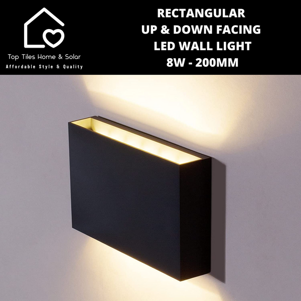 Rectangular Up & Down Facing LED Wall Light - 8W 200mm