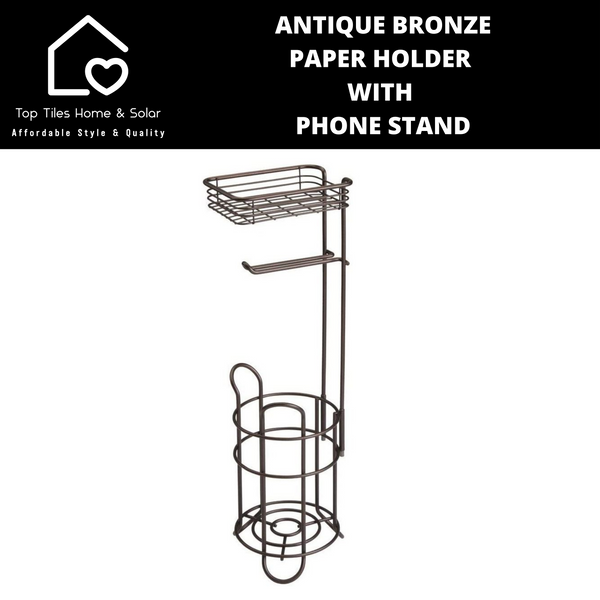 Antique Bronze Paper Holder With Phone Stand