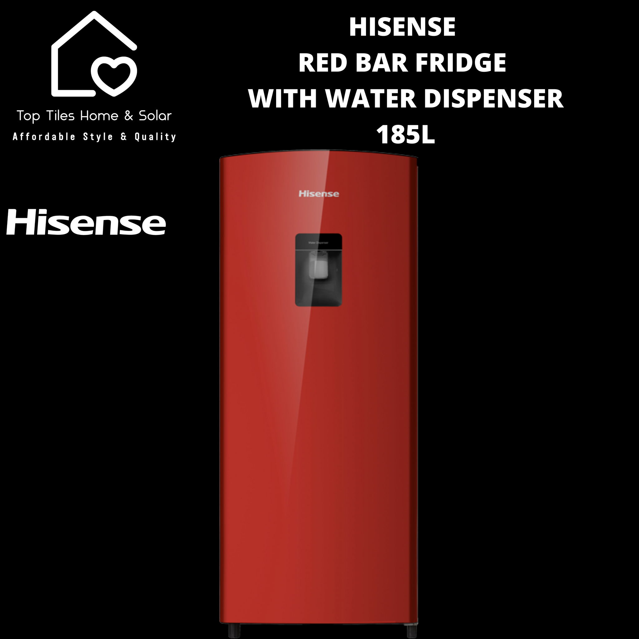 Hisense Red Bar Fridge with Water Dispenser - 185L