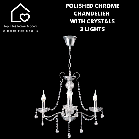 Polished Chrome Chandelier with Crystals - 3 Lights