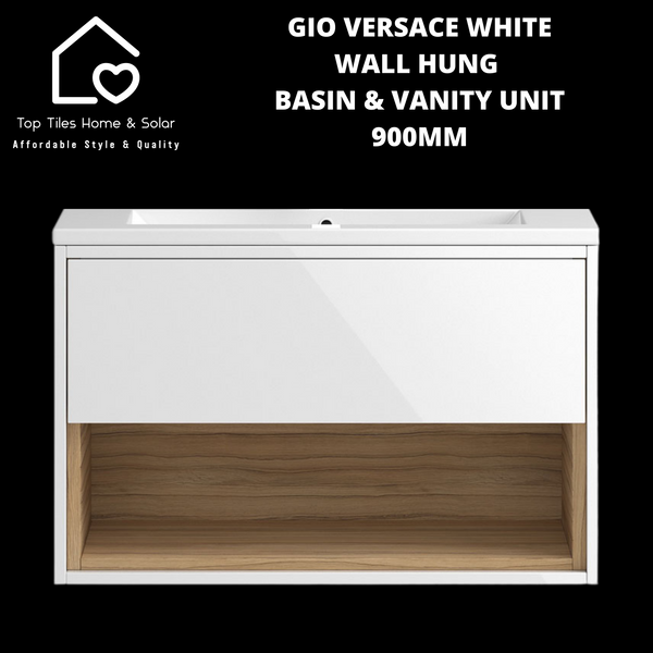 Gio Versace White Wall Hung Basin & Vanity Unit -  900mm