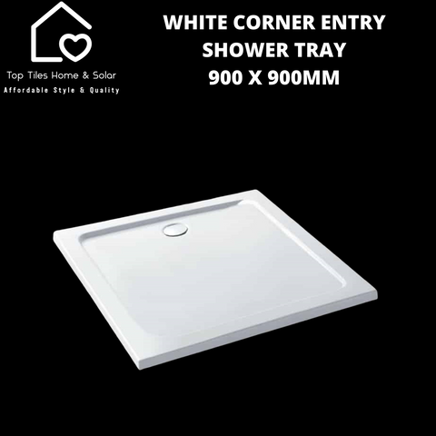 White Corner Entry Shower Tray - 900mm