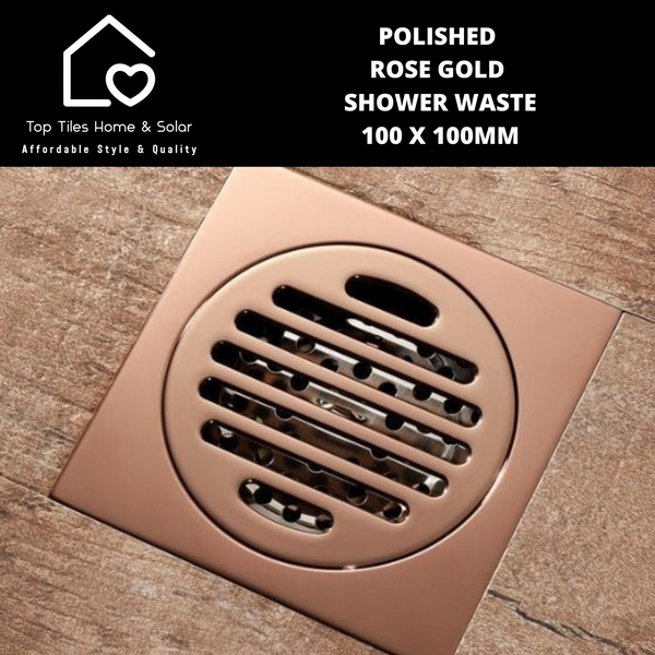 Polished Rose Gold Shower Waste - 100 x 100mm