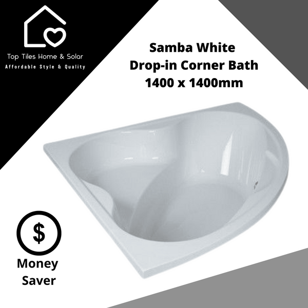 Samba White Drop-in Corner Bath - 1400 x 1400mm