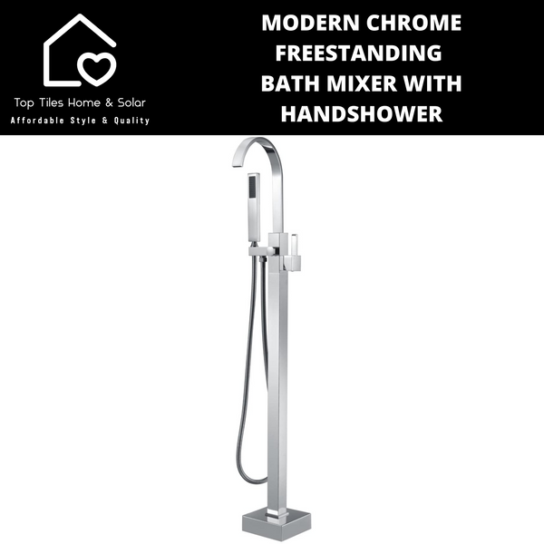 Modern Chrome Freestanding Bath Mixer With Handshower