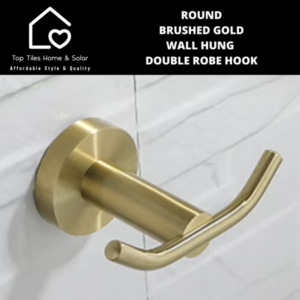 Round Brushed Gold Wall Hung Double Robe Hook