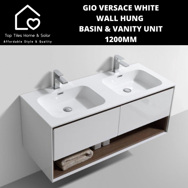 Gio Versace White Wall Hung Basin & Vanity Unit - 1200mm