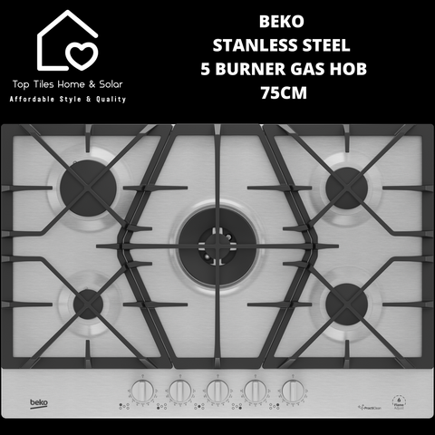 Beko Stainless Steel 5 Burner Gas Hob - 75cm