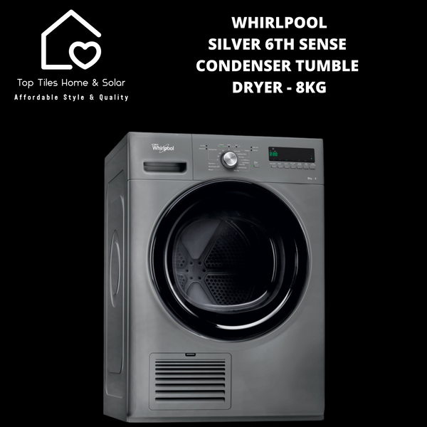 Whirlpool Silver 6th Sense Condenser Tumble Dryer - 8kg