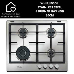 Whirlpool Stainless Steel 4 Burner Gas Hob - 60cm