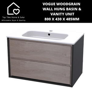 Vogue Woodgrain Wall Hung Basin & Vanity Unit - 800 x 430 x 485mm