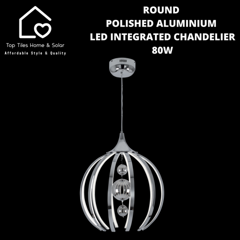 Round Polished Aluminium LED Integrated Chandelier - 80W