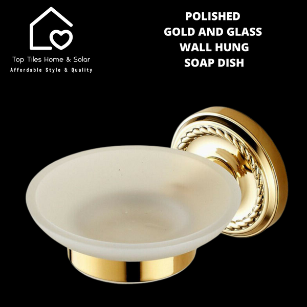 Polished Gold And Glass Wall Hung Soap Dish