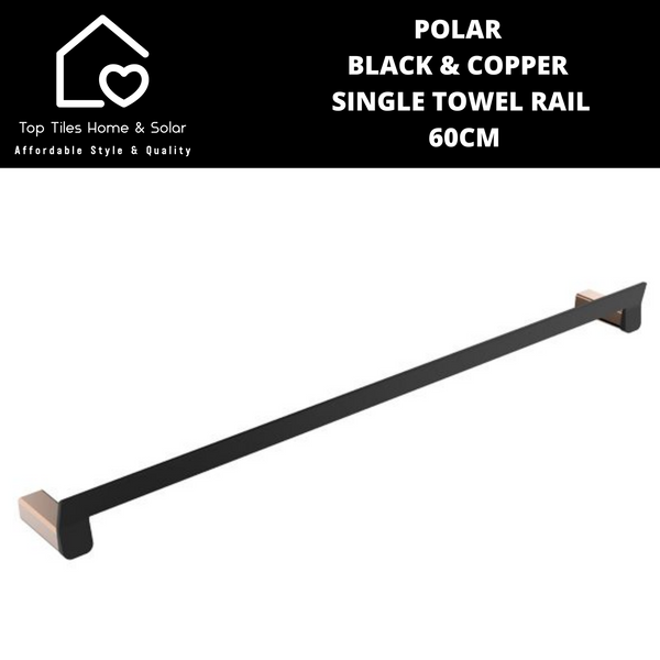 Polar Black & Copper Single Towel Rail - 60cm