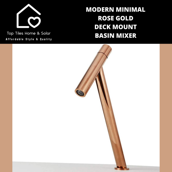 Modern Minimal Rose Gold Deck Mount Basin Mixer